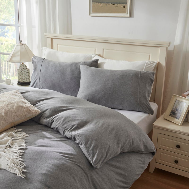 H HOUSEHOLD Household 100% Jersey Cotton Pillowcase 20â€x30â€-Light Weight, Comfortable, Super Soft Pillow Case with Envelope Closure Set of 2(Elegant Gray, Queen Size Pillowcase (20" x 30")) - Image 2
